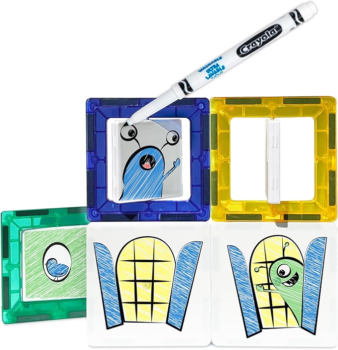 CreateOn Crayola Doodle Magnetic Tiles Building Set for Kids, Magnetic Kids’ Building Toys, STEM & Montessori Arts & Creativity Toys for Boys and Girls Ages 3+, 24-Piece Set-CubbioJoy