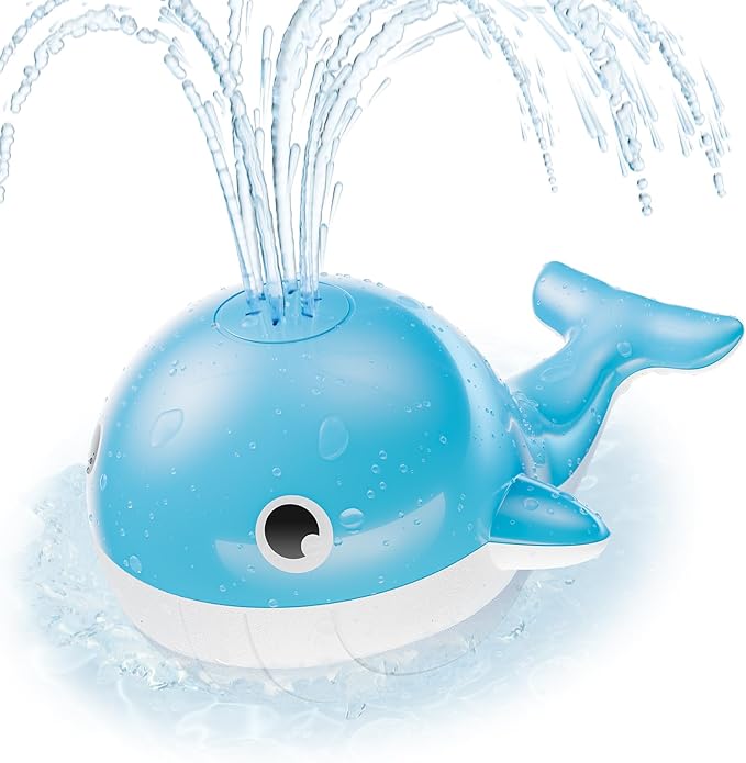 Baby Bath Toys for 6-12 Months, Rechargeable Bath Toys for Babies 6-18 Months, Whale Bath Toy Sprinkler for Toddlers 1-3 2-4, Light Up Bath Toy for Kids, Infant Bathtub Toys-CubbioJoy
