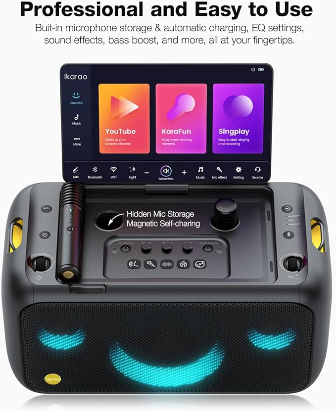 Karaoke Machine for Adults, with Lyrics Display Built-in 13.3" Screen, Truly All in One Karaoke Machine with 2 Wireless Microphone (Hidden & Self Charging), 460W Bluetooth Speaker for Party, TV-CubbioJoy