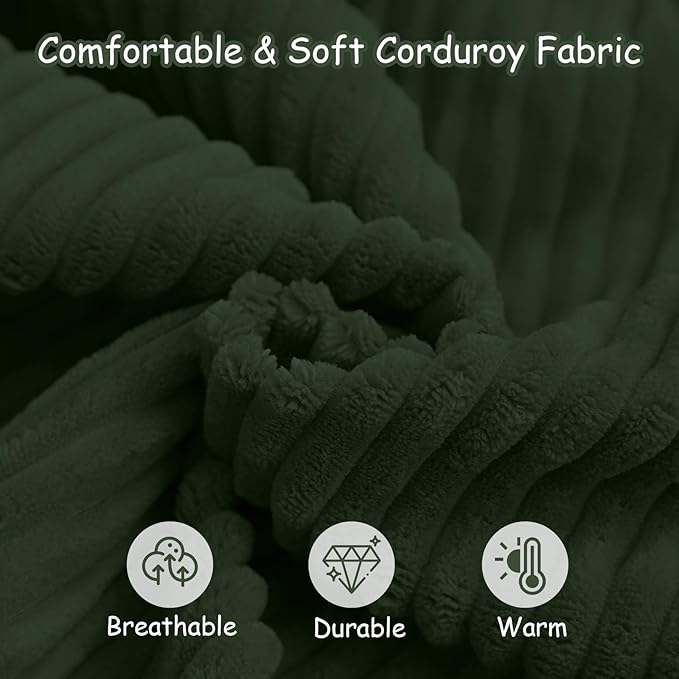 COMAX Kids Bean Bag Chair Turn into Beanbag Bed, Toddler Bean Chair Corduroy for Girl Boy Sleeping, Lazy Children Bean Bags with Filler, Convertible Child Floor Mattress, Dark Green-CubbioJoy