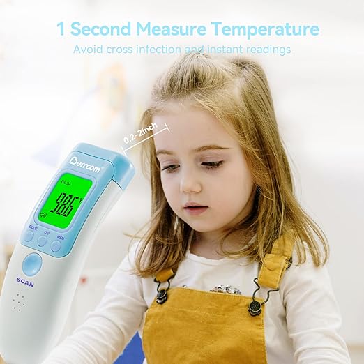 Berrcom Forehead Thermometer for Adults and Kids, Non-Contact Infrared Digital Thermometers for Fever, Room, and Object, Touchless Temperature Gun with Fever Alert-CubbioJoy