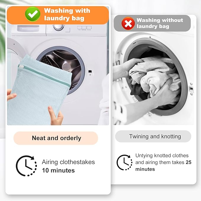 4-Piece Blue Medium Durable Organic Cotton Mesh Laundry Bags with Sturdy Zippers and Breathable Mesh are Delicate Laundry Bags for Underwear, Clothes, Pants and Socks-CubbioJoy