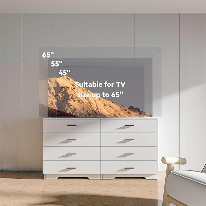 Dresser with Power Outlets Wooden 4 Drawer Dresser with USB and Type C Port Chest of Drawers for Bedroom Tall White Organizer Storage for Living Room Hallway Closet-CubbioJoy