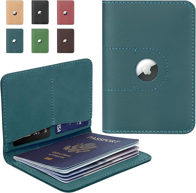 ALLIVE Genuine Leather Passport Holder with Airtag, Travel Must Haves Airport Essentials, Passport Cover Case Travel Gifts-CubbioJoy