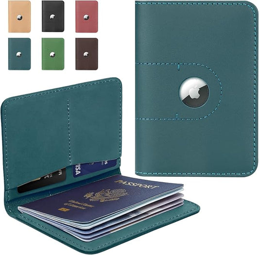 ALLIVE Genuine Leather Passport Holder with Airtag, Travel Must Haves Airport Essentials, Passport Cover Case Travel Gifts-CubbioJoy