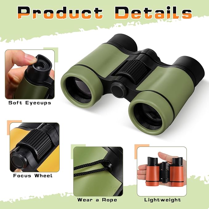 6 Pack Kid Binoculars Shockproof Mini Compact Binoculars Toys for Girls Boys Small Folding Telescope for Bird Watching Educational Learning Camping Birthday Gifts-CubbioJoy