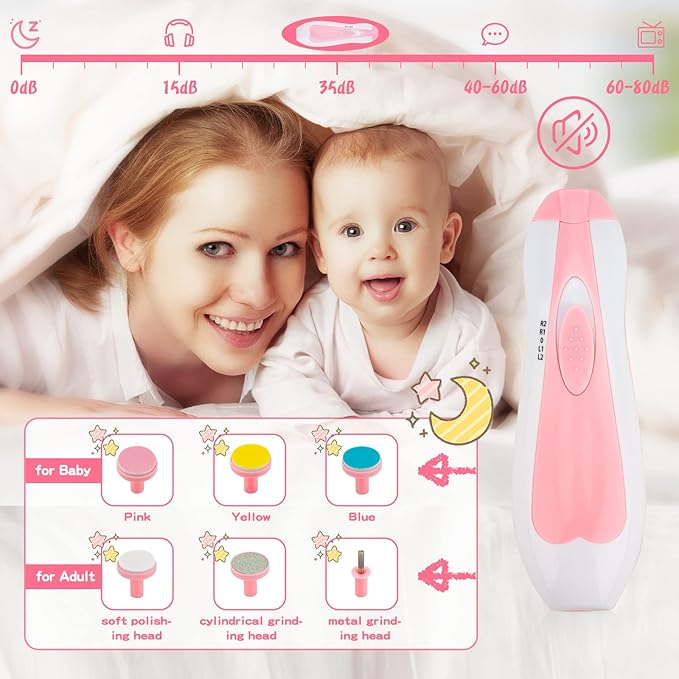 Infant Grooming Essentials: Electric Safety Nail Trimmer, Nasal Aspirator, Hair Brush, Comb, Nail Clipper (27 Piece Safety Care Set for Newborns - Pink)-CubbioJoy