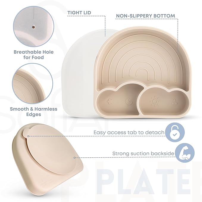 All In One Silicone Feeding Set - Safe for 6-12 Months - Non-Toxic Baby Led Weaning Supplies - Toddler Self Feeding Utensils - BPA-Free - Mess Free Essentials-CubbioJoy