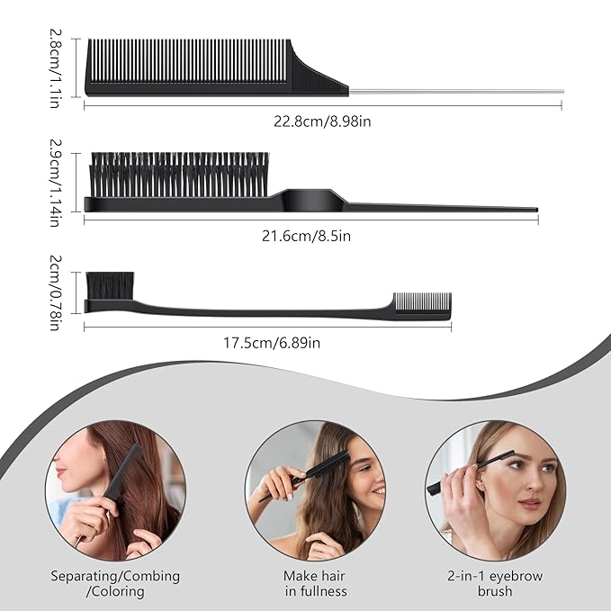 Curl Defining Brush, Curly Hair Brush, Slick Back Hair Brush, For Combing and Shaping Curls in All Hairstyles to Reduce Pulling (Black)-CubbioJoy