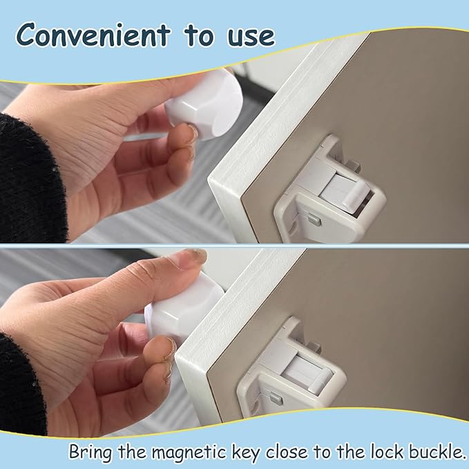 6 Pack Magnetic Cabinet Locks Baby Safety Child Proofing Invisible Locks No Drill Easy Installation for Cabinets Drawers Doors-CubbioJoy