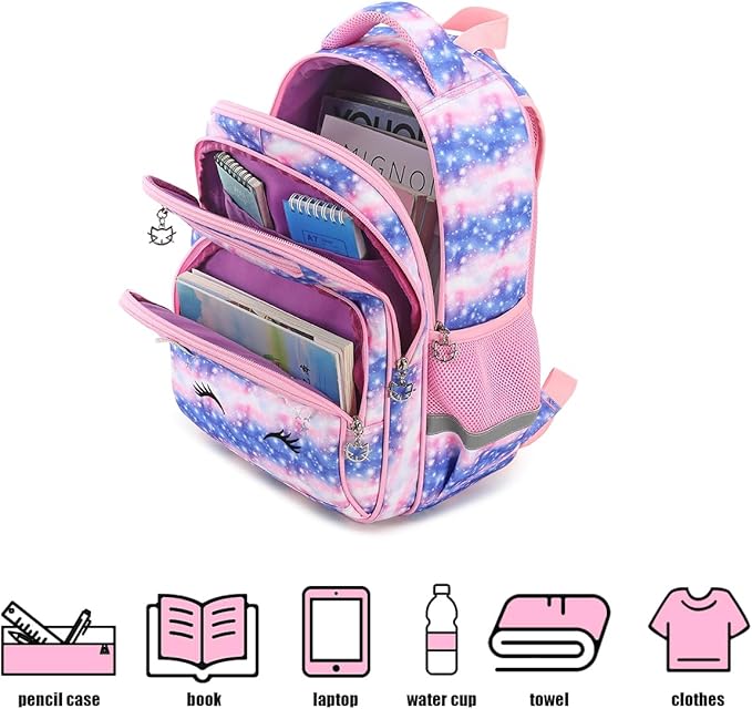 Cusangel Backpack for Girls Boys School Bookbags Kindergarten Elementary Lightweight Waterproof Multifunctional Large Capacity for Backpack (16 inch Sky Unicorn Fun Prints)-CubbioJoy