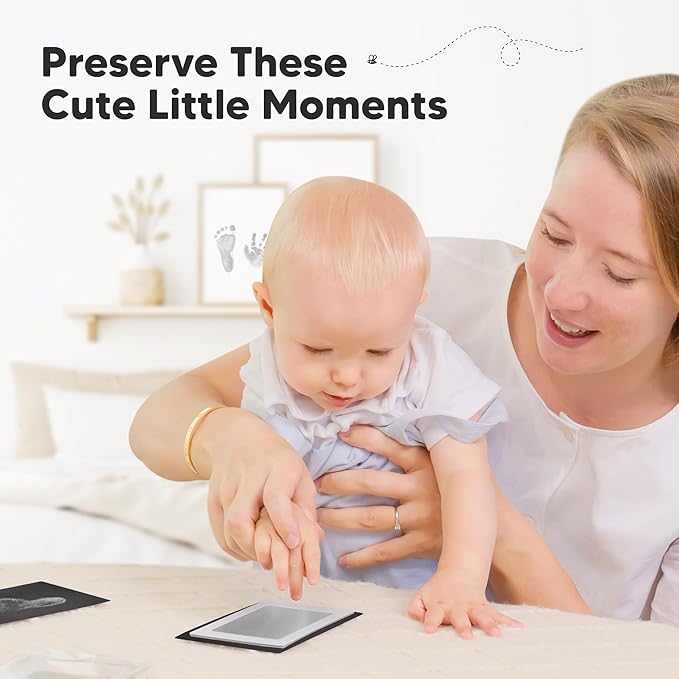 4-Pack Inkless Baby Hand and Footprint Kit - Mess Free Ink Pad for Newborn Keepsake, Dog Nose & Paw Print Kit, Clean Touch Ink Pad for Baby Hand & Footprints, Ideal New Mom Gifts (Gold/Silver)-CubbioJoy