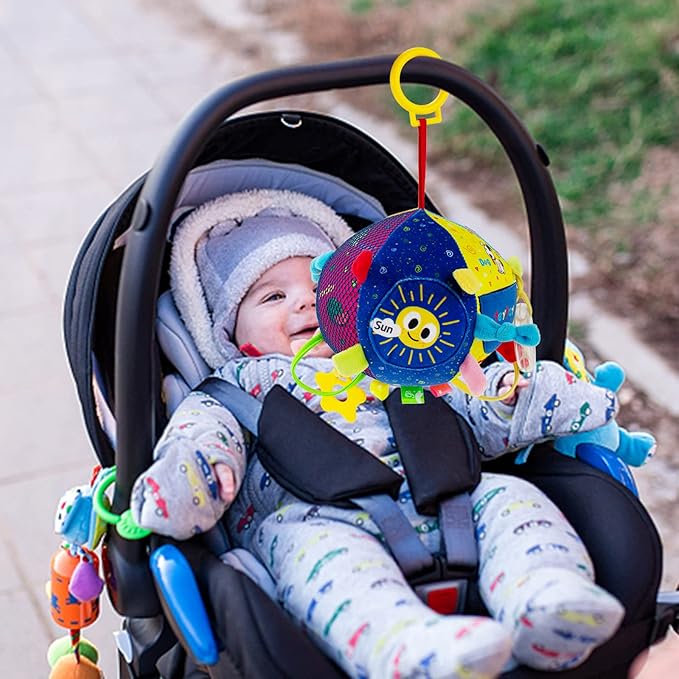 8-in-1 Sensory Balls for Infant Toddlers,Rainbow Fabric Baby Toy for Sensory Development,Montessori Toys for Babies 6-12 Months,8 Different Sensory Tactile Textures with Crinkle Rattle Squeakers-CubbioJoy