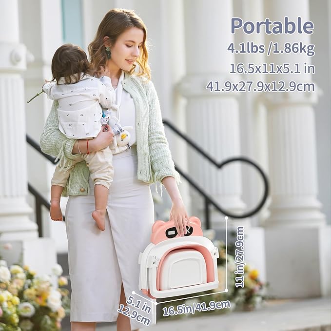 Collapsible Baby Bathtub for Newborn to Toddler (0-18 Month) - Portable Baby Bath Tub for Travel, Newborn Bathtub with Soft Towel and Floating Cushion (Pink)-CubbioJoy