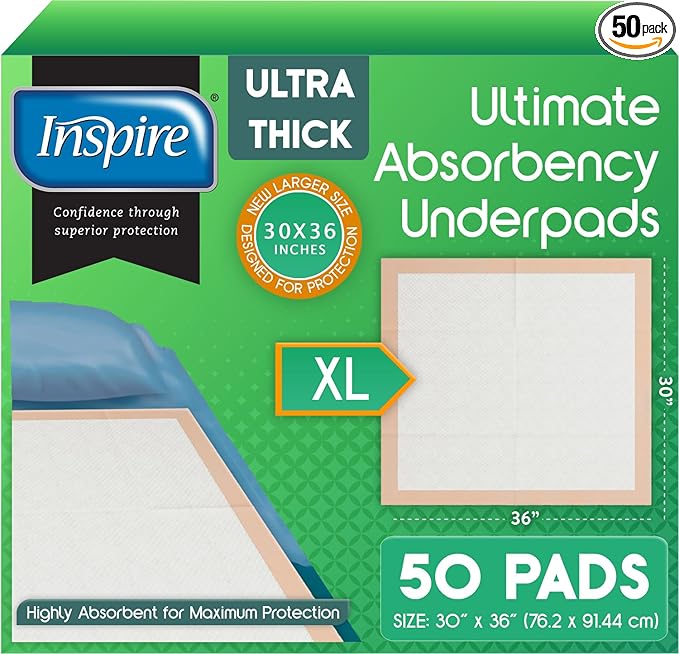 Inspire Super and Ultra Absorbent Disposable Bed Pads (30" X 36" Pack of 50)-CubbioJoy