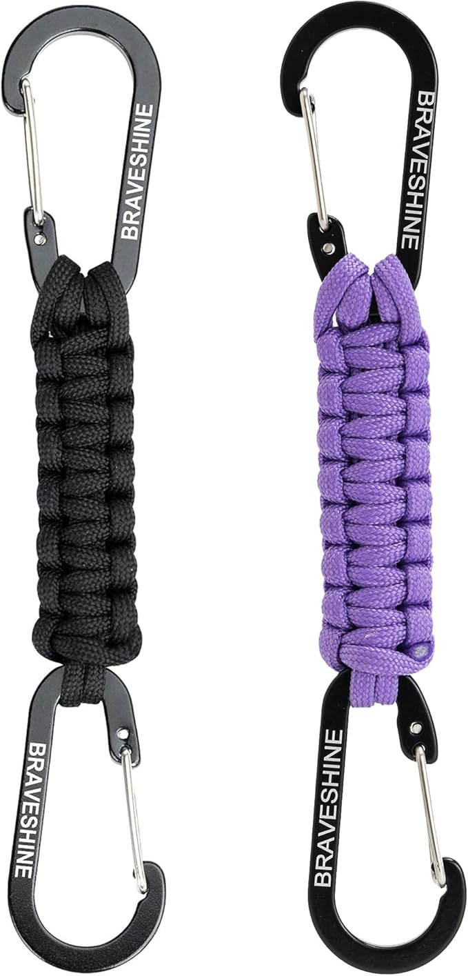 BRAVESHINE Paracord Keychain Carabiner Clip, D Ring Lanyard Hanger Stroller Hook for Water Bottle, Key, Backpacks, Men, Women-CubbioJoy