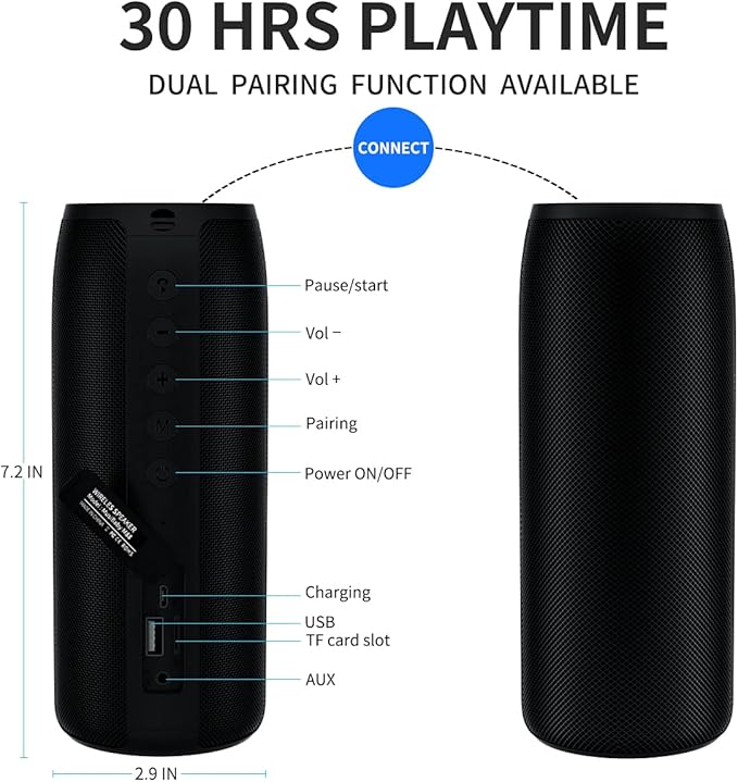 Bluetooth Speaker,MusiBaby M88 Speakers,Dual Pairing, Bluetooth 5.3,Loud Stereo Sound,Booming Bass,30H Playtime for Home& Outdoor Party,Beach,Portable Speaker,Gifts(Black)-CubbioJoy