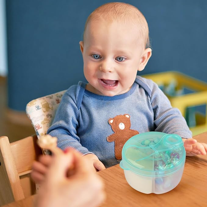Accmor Baby Formula Dispenser On The Go, Formula Container to Go, Non-Spill Rotating Three-Compartment Formula Dispenser and Snack Storage Container for Infant Toddler Traveling-CubbioJoy