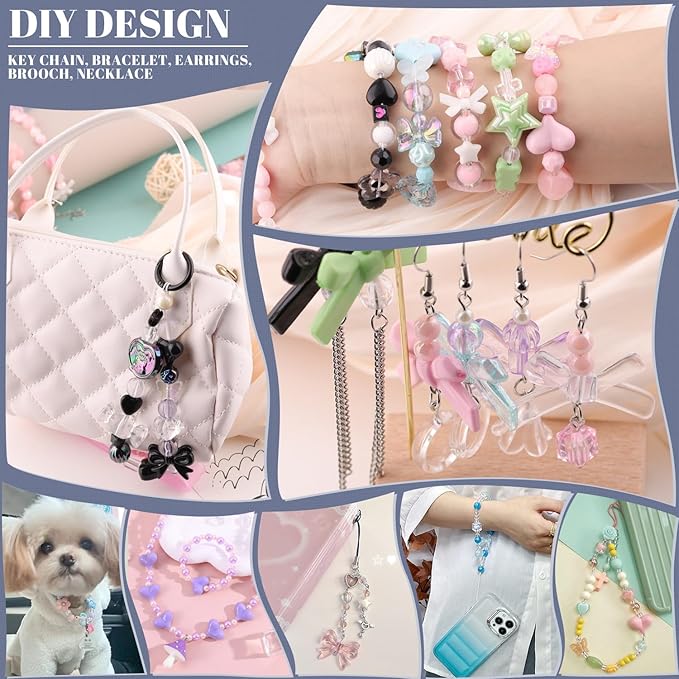 Assorted 170-230PCS Green Acrylic Beads for Bracelet Making, Flower Bow Butterfly Candy GummyBear Aesthetic Bracelet Charms,Cute Beads for Jewelry Making DIY Necklace Keychain Phone Charm-CubbioJoy