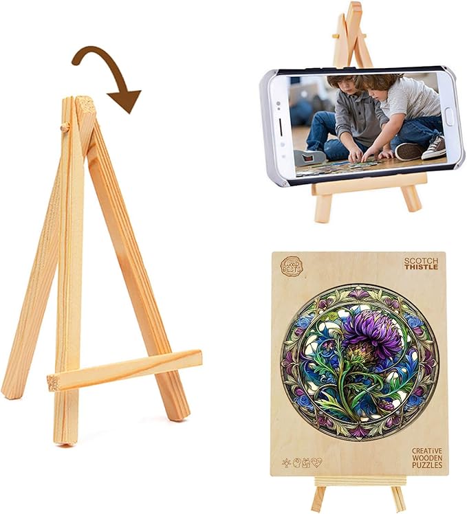 KAAYEE Wooden Jigsaw Puzzles-3D Visual Effect Scotch Thistle Wooden Puzzle Adult Unique Shape Wooden Puzzle Wooden Jigsaw Puzzle for Adult,Puzzle for Adults,Family Puzzles (S-8.5 * 8.5in-100pcs)-CubbioJoy