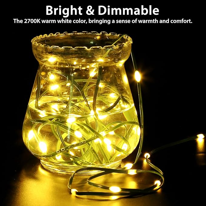 33ft Battery Operated String Lights (2 Pack), 100 LED Warm White & Multicolor Fairy String Lights Battery Powered w/Remote & Timer for Indoor Outdoor Christmas Trees Decoration Bedroom Patio-CubbioJoy