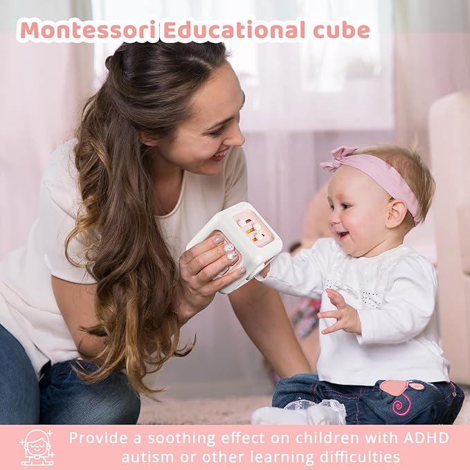 Busy Cube Toys for 1 Year Old Girl Gifts, Montessori for Baby Girl, Travel Sensory Toys for Toddlers 1-3, Learning Fine Motor Skills| 1st Birthday Girl Gifts 12 Months +-CubbioJoy