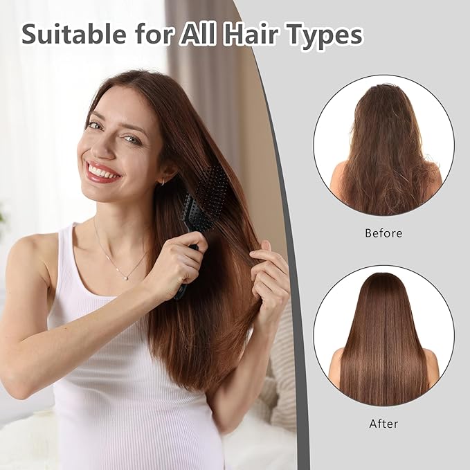 Curl Defining Brush, Curly Hair Brush, Slick Back Hair Brush, For Combing and Shaping Curls in All Hairstyles to Reduce Pulling (Black)-CubbioJoy