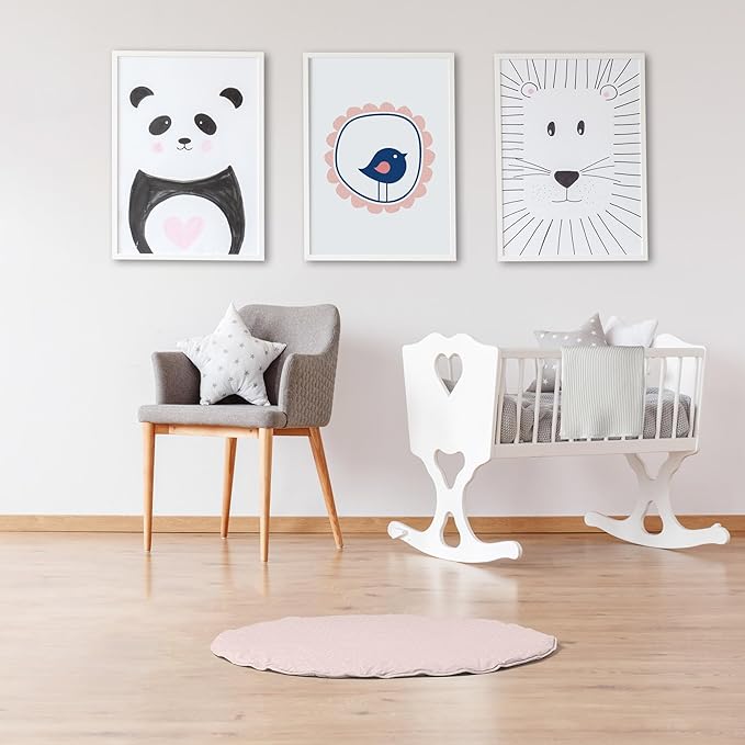 Byrd & Blume Round Baby Play Mat, Organic Cotton Soft Padded Nursery Floor Mat, Safe Hypoallergenic Baby Mat, Reversible, Foldable, Portable Infant Tummy Time Mat Fits Tents & Playpens (40"x40") Pink-CubbioJoy