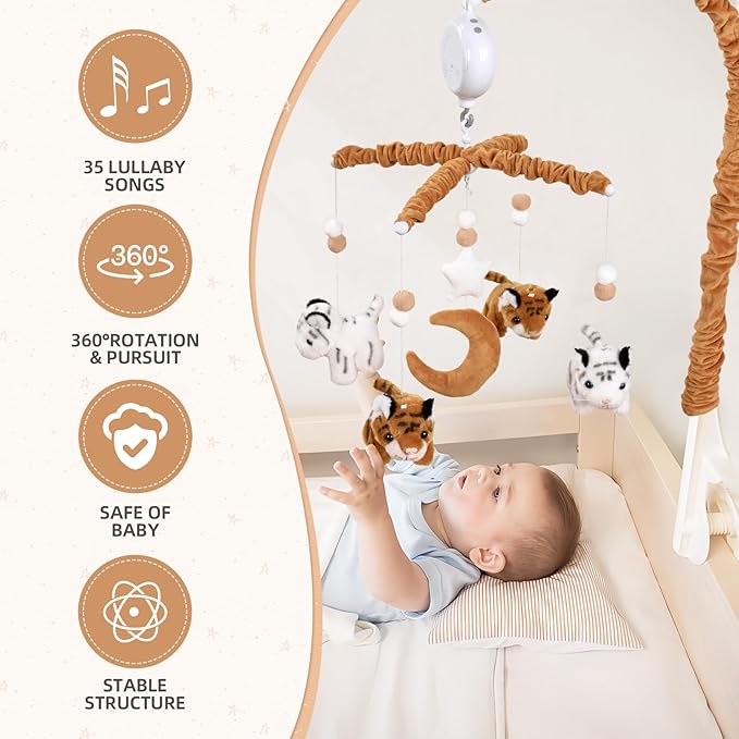 Baby Crib Mobile- Tiger Crib Mobile for Boys Girls Essential Gift for Infant Bedroom Hanging Decor-CubbioJoy