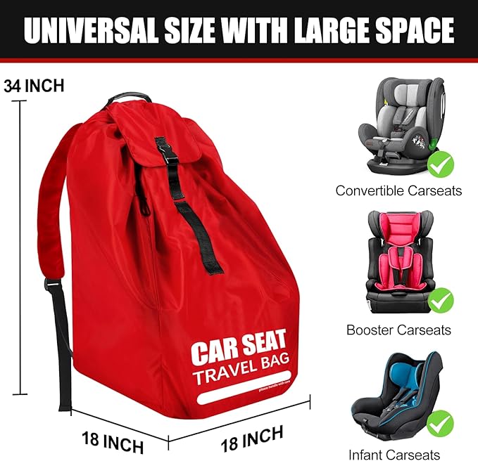 Car Seat Travel Bag for Airplane, Large Car Seat Bags for Air Travel with Comfort Padded Straps, Gate Check Storage Bag/Backpack for Carseat Airport, Carseat Cover Travel - Baby Travel Essential-CubbioJoy
