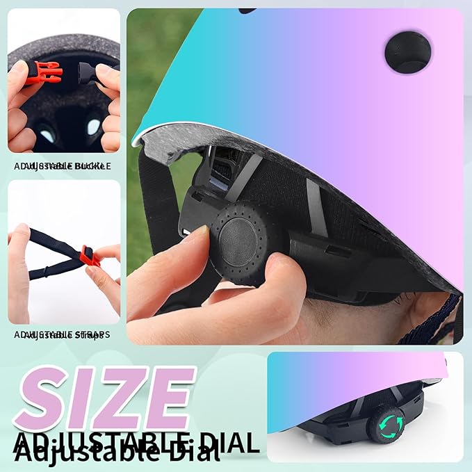 Adjustable Kids Bike Helmet with Knee & Elbow Pads Set, Color Gradient Design for Boys and Girls Aged 3-14+, for Skateboarding, Scooter, Roller & Inline Skating, Longboard-CubbioJoy