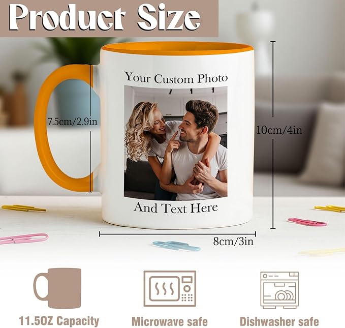 Custom Photo & Text Mug Add Personalized Text, Upload Your Image Personalized 11.5oz Mug Choose From Various Designs The Suitable Gift for Parents (C02 TEXT & PHOTO)-CubbioJoy