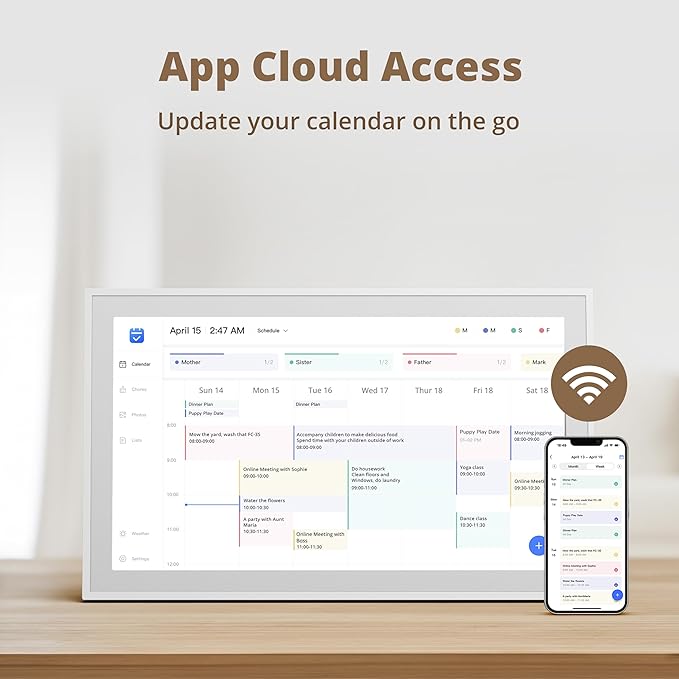 Dragon Touch 15.6" Digital Calendar Chore Chart – 1080P Full HD Interactive Touchscreen, Smart Family Planner, Hearth Display Digital Calendar Wall & Desk Mountable for Seamless Scheduling-CubbioJoy