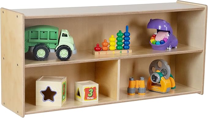 2-Shelf Kids Bookshelf & Toy Storage Organizer | 3-Section Montessori Shelves for Home & Classroom Organization & Storage-CubbioJoy