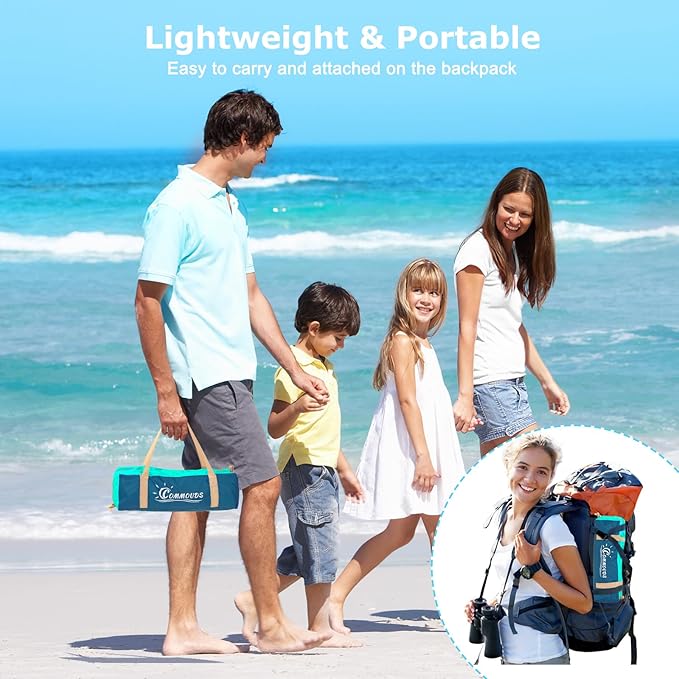 COMMOUDS Beach Tent Sun Shade for 3/4-5/6-7/8-10 Person, UPF 50+ Beach Sun Shelter Canopy Tent, Lightweight, Easy Set Up and Carry-CubbioJoy