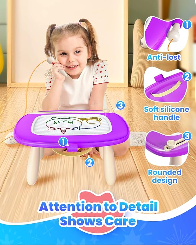 Doodle Board for Toddler Toys Age 1-2, Magnetic Writing Board, Preschool Learning and Educational Toys for 1 2 3 Years Old Girl Boy Gift for Birthday -Purple-CubbioJoy