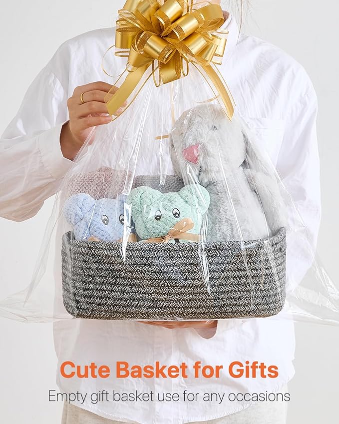 KALLAX Small Woven Basket, 12 x 8 x 4.5 Inches, Storage Basket for Organizing, Cute Small Rope Shelf Closet Cube Storage Bins Baskets for Shelves, Dog Toy Gift Baskets Empty, 3 Pack Mixed Black-CubbioJoy