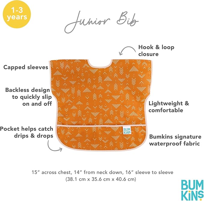 Bumkins Bibs - Toddler Bibs, Waterproof, Large for 1-3 Years, Short Sleeve-CubbioJoy