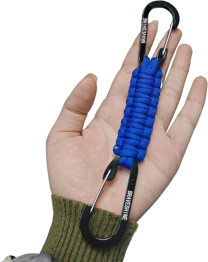 BRAVESHINE Paracord Keychain Carabiner Clip, D Ring Lanyard Hanger Stroller Hook for Water Bottle, Key, Backpacks, Men, Women-CubbioJoy
