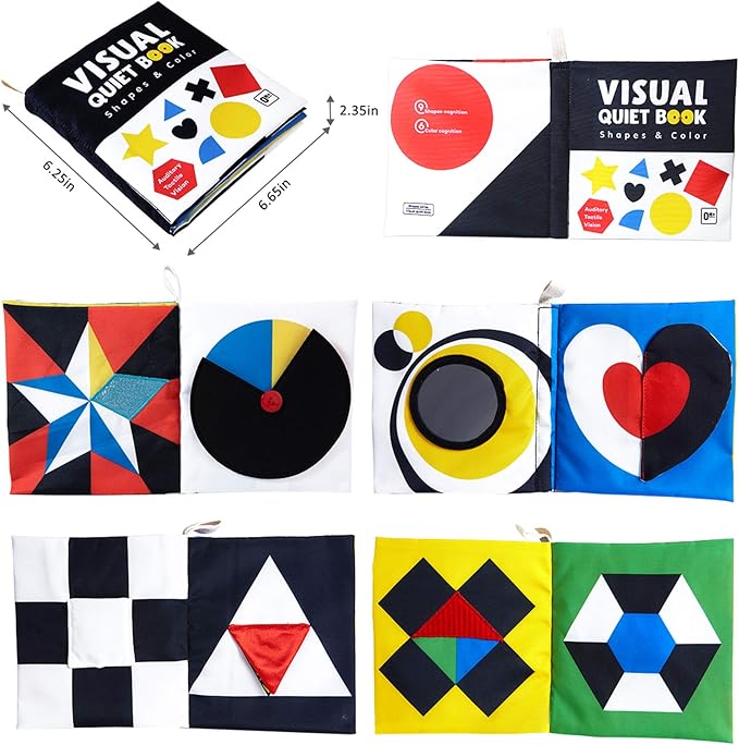 beiens High Contrast Black and White Baby Book - Touch and Feel Crinkle Sensory Toy - Visual Stimulation Interactive Montessori Toys for 0-12 Months Infant Newborn - Baby Gift for Boys Girls-CubbioJoy