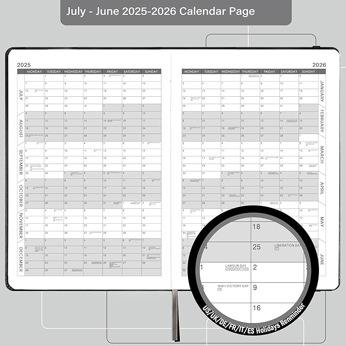 2025-2026 Appointment Book & Planner - Jul 2025 - Jun 2026, Daily Hourly Planner, 5.75" X 8.25", 60-Minute Interval, Faux Soft Leather Cover, Premium Paper, Academic Calendar, Pen Holder, Inner Pocket-CubbioJoy