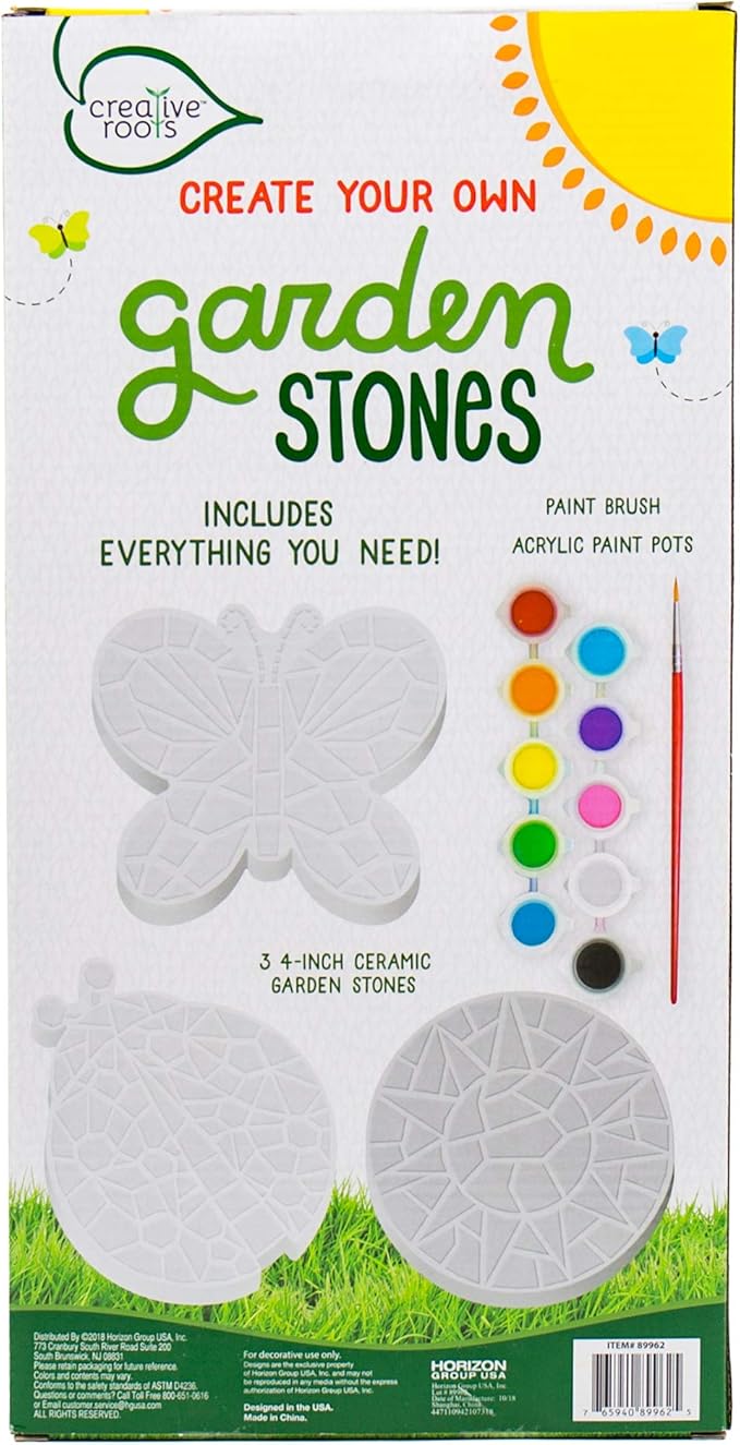 Creative Roots Paint Your Own Butterfly, Ladybug & Sun Stepping Stone by Horizon Group USA, 1 box of 3 count-CubbioJoy