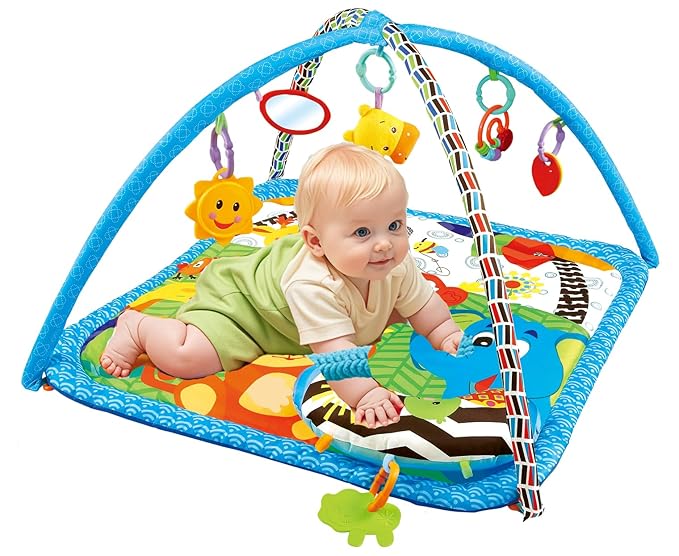 Baby Gyms Play Mats Toddler Fold Acctivity Gyms Play Mat Colorful Baby Pad with Animal Toys, Giraffe-CubbioJoy
