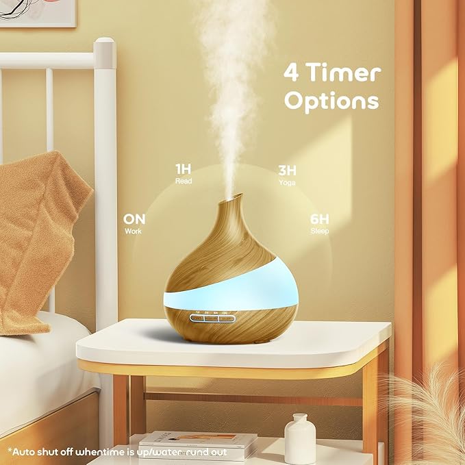 500ML Essential Oil Diffuser: Aroma Diffuser with Remote Control for Hotel Spa Yoga Room - Humidifiers for Bedroom with 14 Colors LED Night Light for Kids/Women Home Relaxation-CubbioJoy