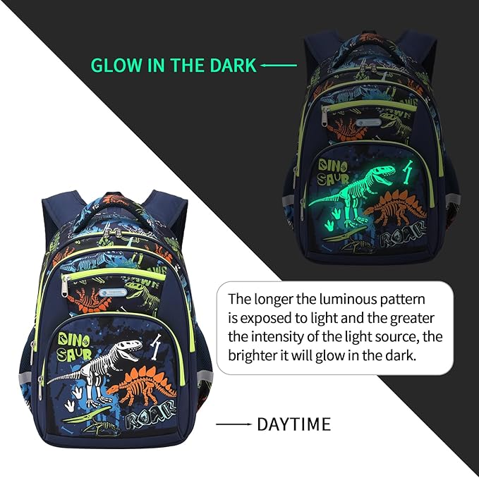 Cusangel Backpack for Boys Girls School Bookbags,Kindergarten Elementary Middle School Lightweight Waterproof Multifunctional Large Capacity for Backpack (17inch Luminous dinosaur)-CubbioJoy