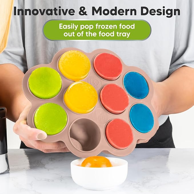 KeaBabies Silicone Food Freezer Trays with Lid, 2oz x 10 Pods Baby Food Storage Containers, Easy Puree Meal Prep, Breast Milk Silicone Freezer Molds, Dishwasher,Microwave Safe,BPA-Free Tray(Dusk)-CubbioJoy