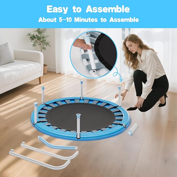 36" Mini Trampoline for Toddlers Ages 1–6 – Foldable Indoor/Outdoor Kids Rebounder with Foam Handle & Safety Padded Cover-CubbioJoy