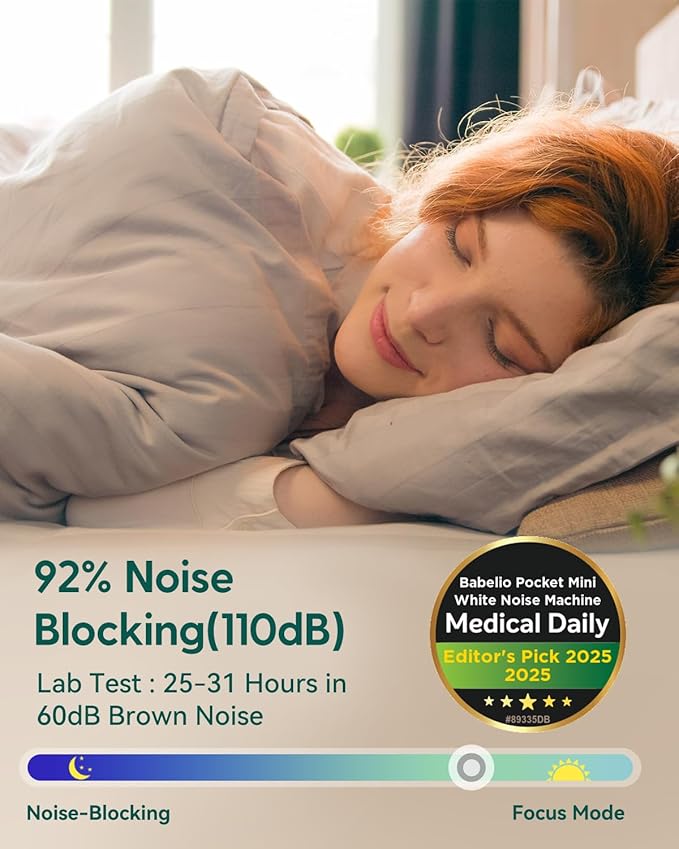 Babelio White Noise Sound Machine for Adults Kids Baby, Travel Sound Machine for Sleep, Mini and Portable, 15 Non-looping Sounds, Timer, Memory Function, Easy to Pocket and Travel, Putty Gray-CubbioJoy