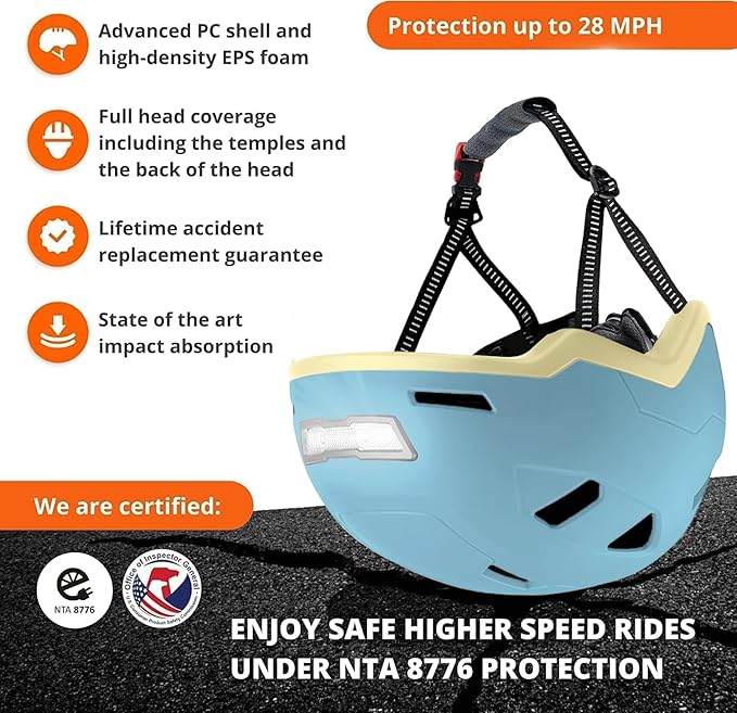 Kid Bike Helmets for Boys and Girls | Fit Head 51-54cm Circumference | CPSC & NTA-8776 Dual Certified | Multi-Sport Helmets with LED Lights, Magnetic Buckle, Detachable Visor-CubbioJoy