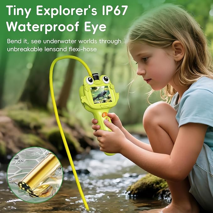 Borescope Camera Toy with Light for Kids - STEM Science Educational Toy for 4 5 6 7 8 9 10 Years Old Boys Girls Birthday Gift, Snake Scope Camera for Outdoor Camping Nature Exploration-CubbioJoy